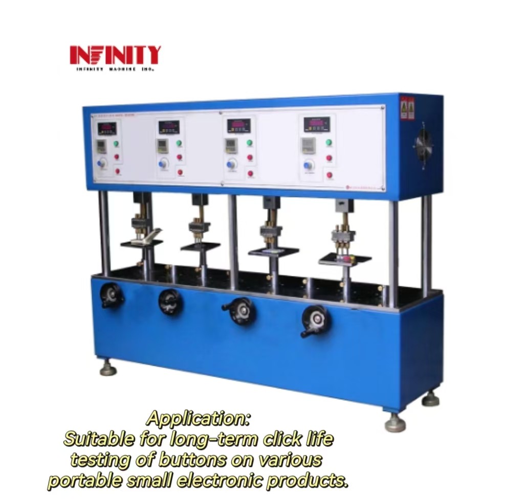 Máy thử nút cơ khí bốn trạm được sử dụng cho thử nghiệm tuổi thọ nút điện thoại di động